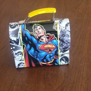 Superman Man of Steel Mini Lunch Box Tin Box DC Comics Yellow Handle